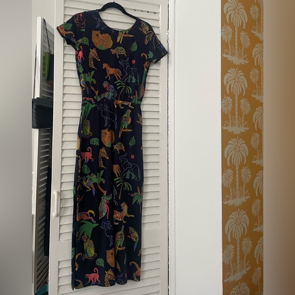 Sezane Black Maxi Dress with Colorful Animal Print - Picture 8 of 8